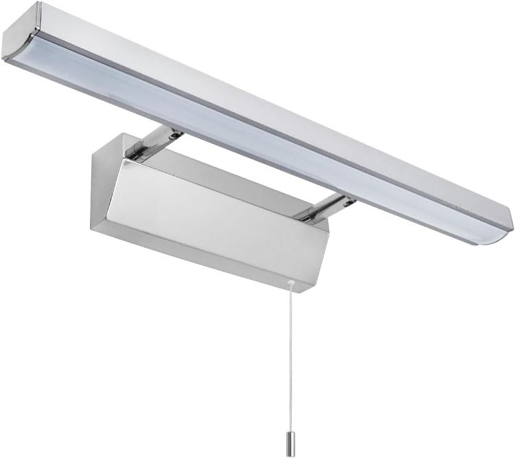 Picture of Long Life Lamp Company Adjustable LED Bathroom Mirror Light Pull Cord Switch Cool White 7w 6500k Chrome and Frosted ML16