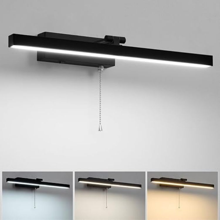 Picture of Lightess Bathroom Mirror Light with Pull Cord and Switch 3000K/4500K/6000K | 9W 40CM Bathroom Wall Light, IP44 Bathroom Led light, Bathroom Shaver Light Vanity Light 1000LM Bright for Makeup and Reading [Energy Class G]
