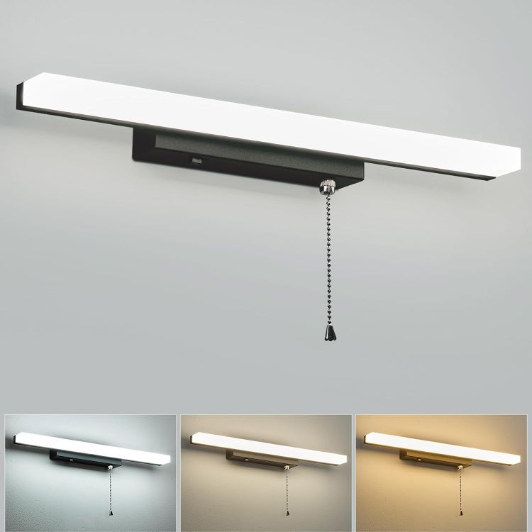 Picture of Lightess Bathroom Mirror Light with Pull Cord and Switch 3000K/4500K/6000K | 9W 40CM Bathroom Wall Light, IP44 Bathroom Led light, Bathroom Shaver Light Vanity Light 1000LM Bright for Makeup and Reading [Energy Class G]