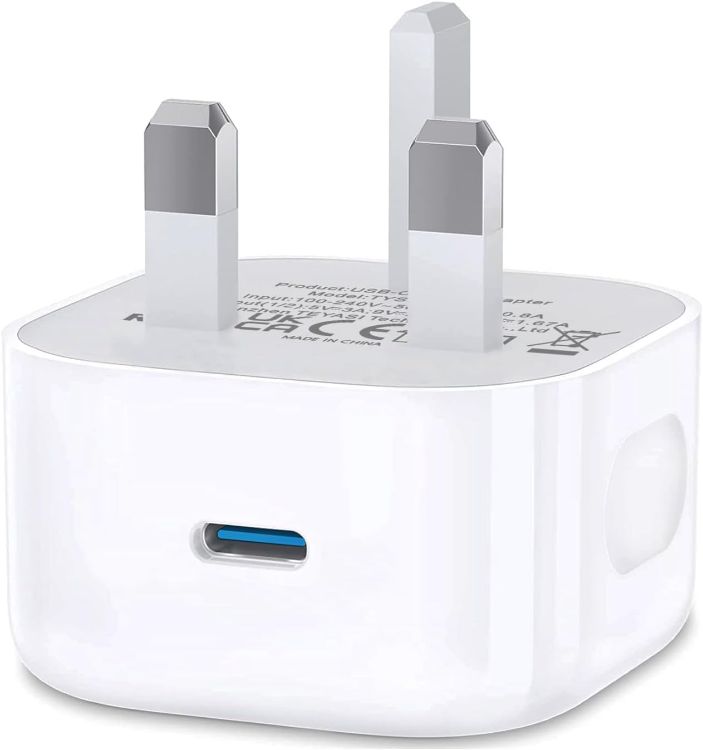 Picture of USB Type C Plug,i Phone USBC Fast Charger Plug USB-C Ports UK Wall Head Charging Plug Compatible with iPhone 17 Pro Max Air 16e 16 Plus Pro Max 15 14 13 12 11 SE XR XS 8/Apple Watch/iPad Pro Mini Air
