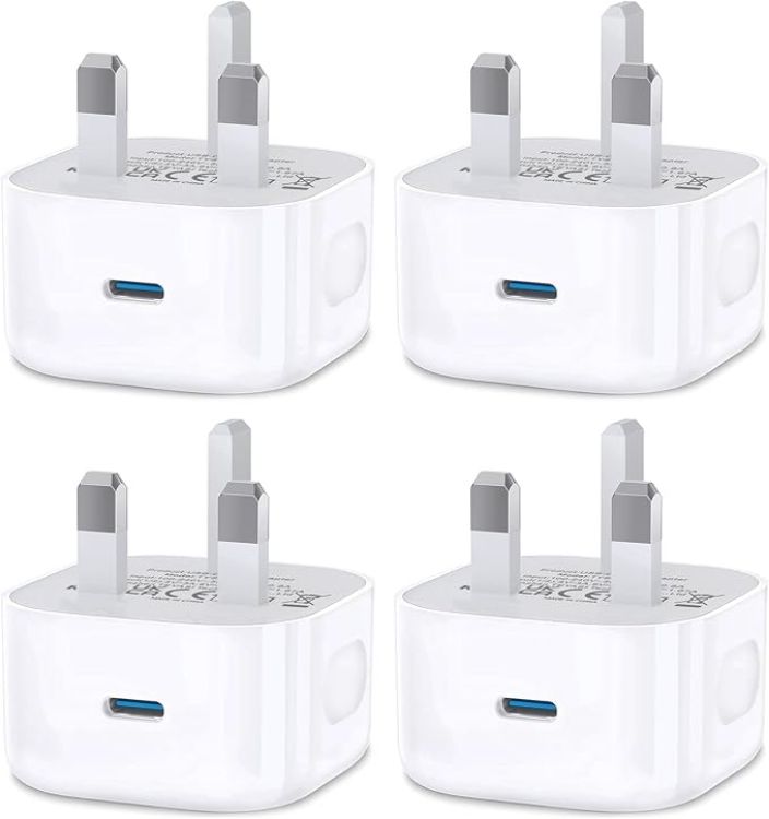 Picture of USB Type C Plug,i Phone USBC Fast Charger Plug USB-C Ports UK Wall Head Charging Plug Compatible with iPhone 17 Pro Max Air 16e 16 Plus Pro Max 15 14 13 12 11 SE XR XS 8/Apple Watch/iPad Pro Mini Air
