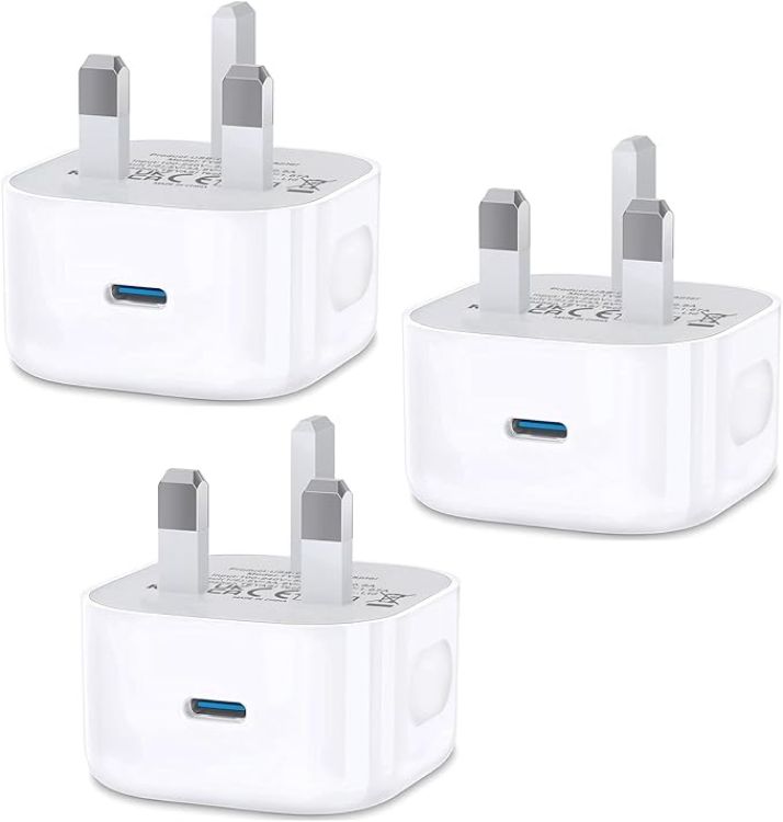 Picture of USB Type C Plug,i Phone USBC Fast Charger Plug USB-C Ports UK Wall Head Charging Plug Compatible with iPhone 17 Pro Max Air 16e 16 Plus Pro Max 15 14 13 12 11 SE XR XS 8/Apple Watch/iPad Pro Mini Air
