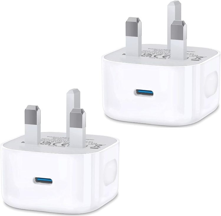 Picture of USB Type C Plug,i Phone USBC Fast Charger Plug USB-C Ports UK Wall Head Charging Plug Compatible with iPhone 17 Pro Max Air 16e 16 Plus Pro Max 15 14 13 12 11 SE XR XS 8/Apple Watch/iPad Pro Mini Air