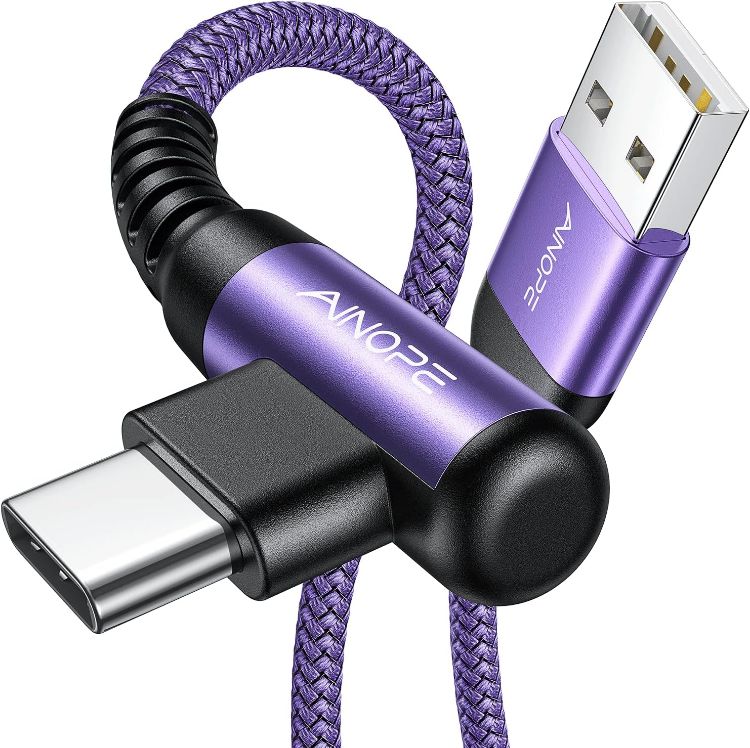 Picture of AINOPE USB C Charger Cable, [2-Pack 2M] USB to USB C Cable 3.1A Type C Charger Cable Fast Charging, Right Angle Nylon Braided for Samsung S21 S10 S9, Note 10, Huawe, Sony Xperia, Xiaomi LG