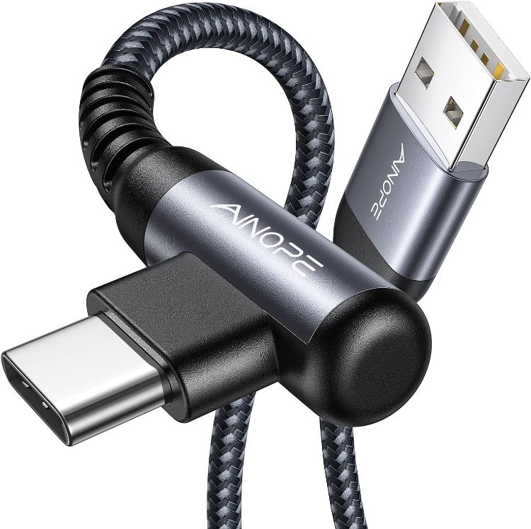 Picture of AINOPE USB C Charger Cable, [2-Pack 2M] USB to USB C Cable 3.1A Type C Charger Cable Fast Charging, Right Angle Nylon Braided for Samsung S21 S10 S9, Note 10, Huawe, Sony Xperia, Xiaomi LG