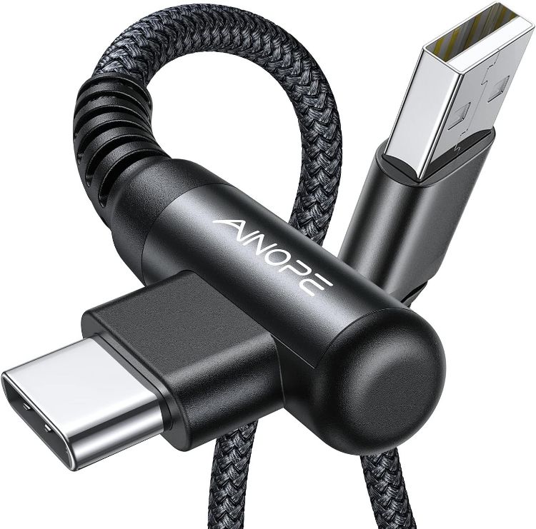 Picture of AINOPE USB C Charger Cable, [2-Pack 2M] USB to USB C Cable 3.1A Type C Charger Cable Fast Charging, Right Angle Nylon Braided for Samsung S21 S10 S9, Note 10, Huawe, Sony Xperia, Xiaomi LG
