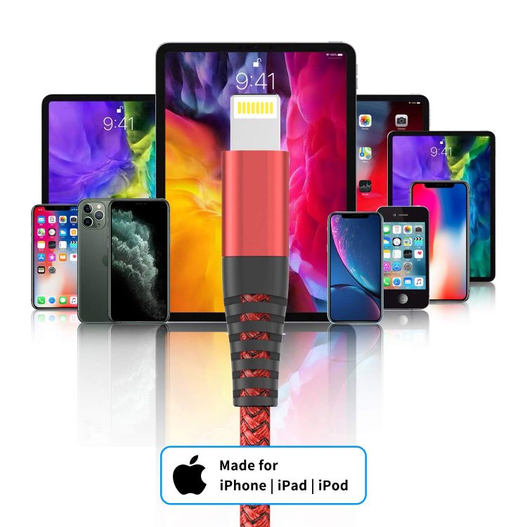 Picture of Ofuca iPhone Charger Cable 3Pack 1M/3FT MFi Certified iPhone Charger Fast Charge Lightning Cable to USB A Compatible with iPhone 14 13 12 11 Pro Max Xs Xr X 8 7 6 Plus 5 SE