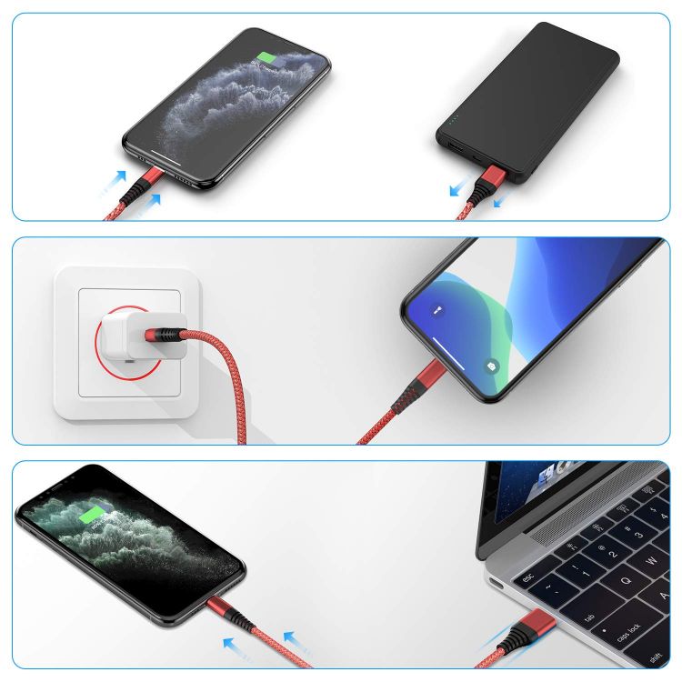 Picture of Ofuca iPhone Charger Cable 3Pack 1M/3FT MFi Certified iPhone Charger Fast Charge Lightning Cable to USB A Compatible with iPhone 14 13 12 11 Pro Max Xs Xr X 8 7 6 Plus 5 SE