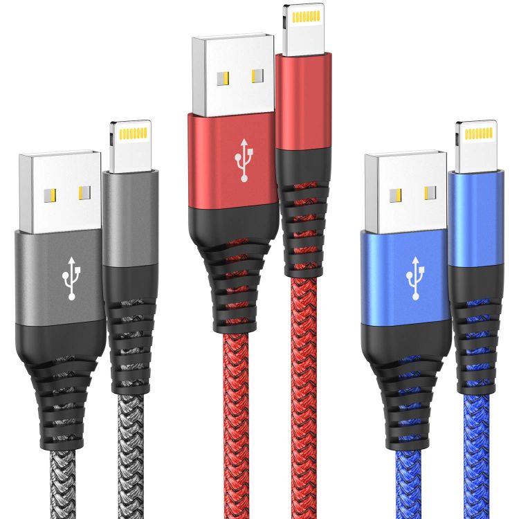 Picture of Ofuca iPhone Charger Cable 3Pack 1M/3FT MFi Certified iPhone Charger Fast Charge Lightning Cable to USB A Compatible with iPhone 14 13 12 11 Pro Max Xs Xr X 8 7 6 Plus 5 SE