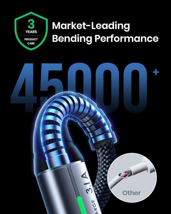 Picture of INIU USB C Charger Cable, 1m 3.1A Type C Cable Fast Charging, Braided USB A to USBC Phone Charger Cable USBC for iPhone 17 Pro Max Samsung Galaxy S25 S24 Ultra Huawei P9 Pixel 10 9 Pro iPad PS5 etc.