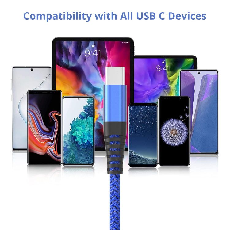 Picture of USB C Charger Cable,3Pack 1M Type C Charger Fast Charging USB to USB C Cable Compatible with iPhone 15,Samsung Galaxy S23/S22/S21/S20,Note 10/9/8,Huawei,HTC,LG,Moto,Google Pixel,Etc
