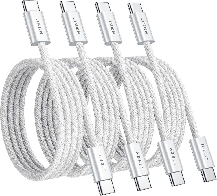 Picture of LISEN USB C to USB C Cable Charger 4-Pack [0.5/1/2/2M] for USBC to USBC Cable 60W C to Type C Charger Cables Fast Charging for iPhone 17 Pro Max 16 15 iPad Pro Air Samsung Galaxy S25 S24 Pixel Switch