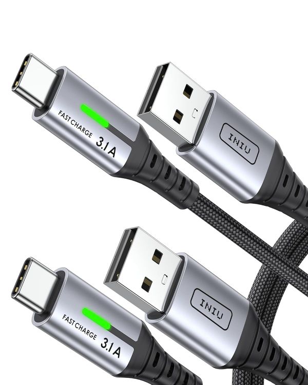 Picture of INIU USB C Charger Cable, 1m 3.1A Type C Cable Fast Charging, Braided USB A to USBC Phone Charger Cable USBC for iPhone 17 Pro Max Samsung Galaxy S25 S24 Ultra Huawei P9 Pixel 10 9 Pro iPad PS5 etc.