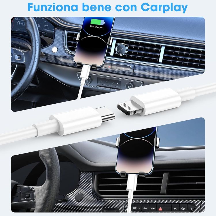 Picture of USB C to Lightning Cable 2Pack 2M MFi Certified, Fast Charging USB C iPhone Charger Cable Lead for Apple iPhone 14 13 12 11 Pro Max X XR XS 8 Plus, for iPad- Type C to Lightning Cable