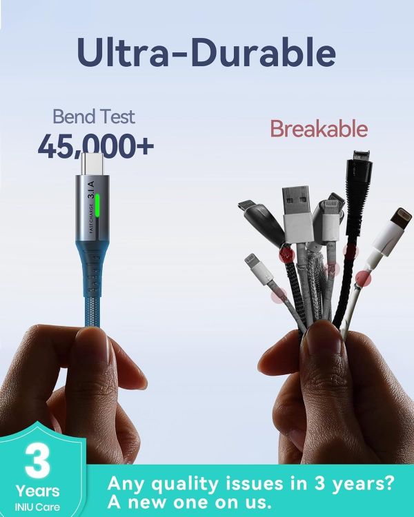 Picture of USB C Charger Cable, [2 Pack 1m BSWH] 3.1A Type C Cable Fast Charging, Braided USB A to USB-C Phone Charger Cable for iPhone 17 16 Pro Max, Samsung S25 24, Huawei Pixel 10, iPad etc.