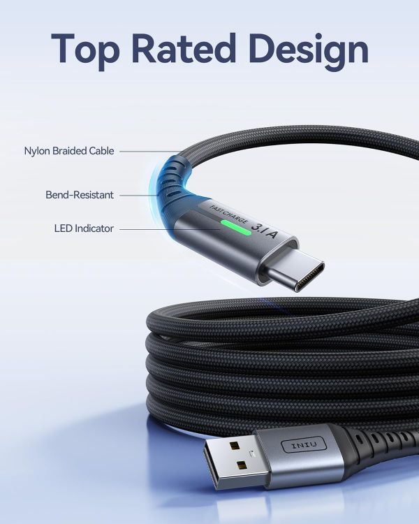 Picture of USB C Charger Cable, [2 Pack 1m BSWH] 3.1A Type C Cable Fast Charging, Braided USB A to USB-C Phone Charger Cable for iPhone 17 16 Pro Max, Samsung S25 24, Huawei Pixel 10, iPad etc.