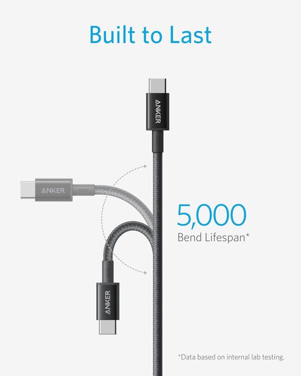 Picture of Anker 333 USB C to USB C Charging Cable, (3.3ft/1m 100W, 2-Pack), Fast Charging Power Suitable for iPhone 17/16/15, iPad Pro, Samsung Galaxy, MacBook Pro,and More