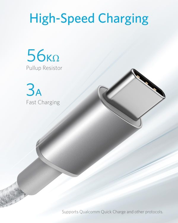 Picture of USB C Charger Cable, 2-Pack 1ft(0.3m) USB to USB C Cable, USB A to USB C Braided Phone Charger Cable for iPhone 17/16/15, iPad Pro, Samsung Galaxy, MacBook Pro,and More