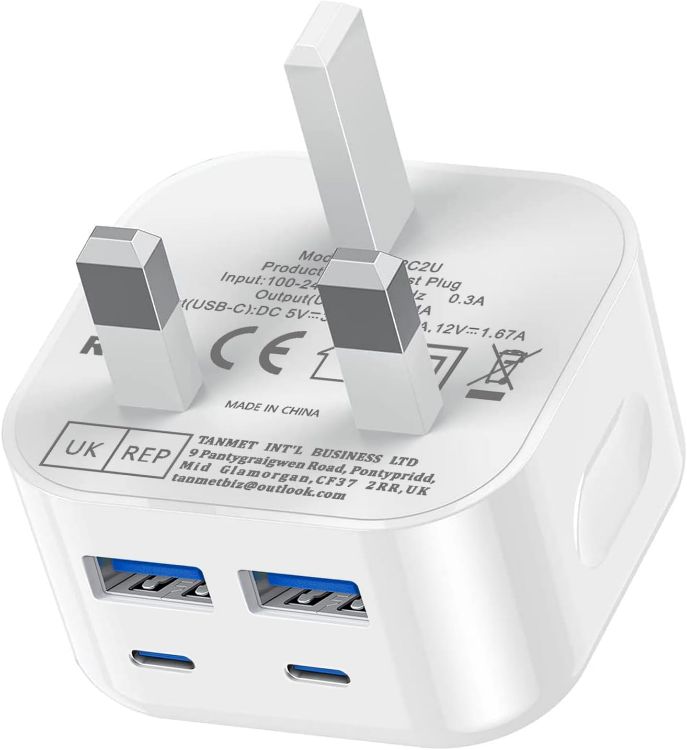 Picture of USB C and USB Plug UK Fast Charge,40W Multi USB Plug Fast Charger 20W Dual USBC Power Adapter i Phone Apple Type C Plugs with USB Port Head for iPhone 17 16 15 14 13 12 11 Pro Max Plus iPad 10th A16