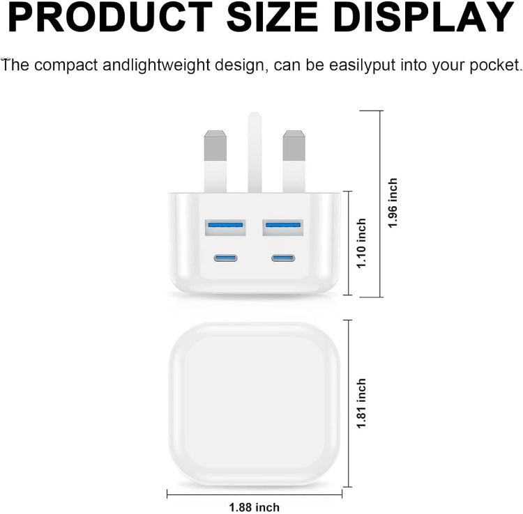 Picture of USB C and USB Plug UK Fast Charge,40W Multi USB Plug Fast Charger 20W Dual USBC Power Adapter i Phone Apple Type C Plugs with USB Port Head for iPhone 17 16 15 14 13 12 11 Pro Max Plus iPad 10th A16