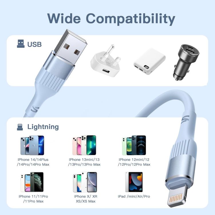 Picture of Nebite iPhone Charger, 3PACK 3FT/1M MFi Certified Lightning Cable Fast Charging TPE Long i Phone Apple Charger Compatible with iPhone 14 13 12 11 Pro Max Pro XS X XR 8 7 6 (3PACK3FT)
