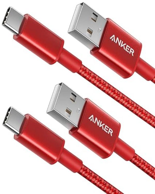 Picture of USB C Charger Cable, 2-Pack 6 ft (1.8 m) USB to USB C Cable, USB A to USB C Braided Phone Charger Cable for iPhone 17/16/15, iPad Pro, Samsung Galaxy, and More(Red