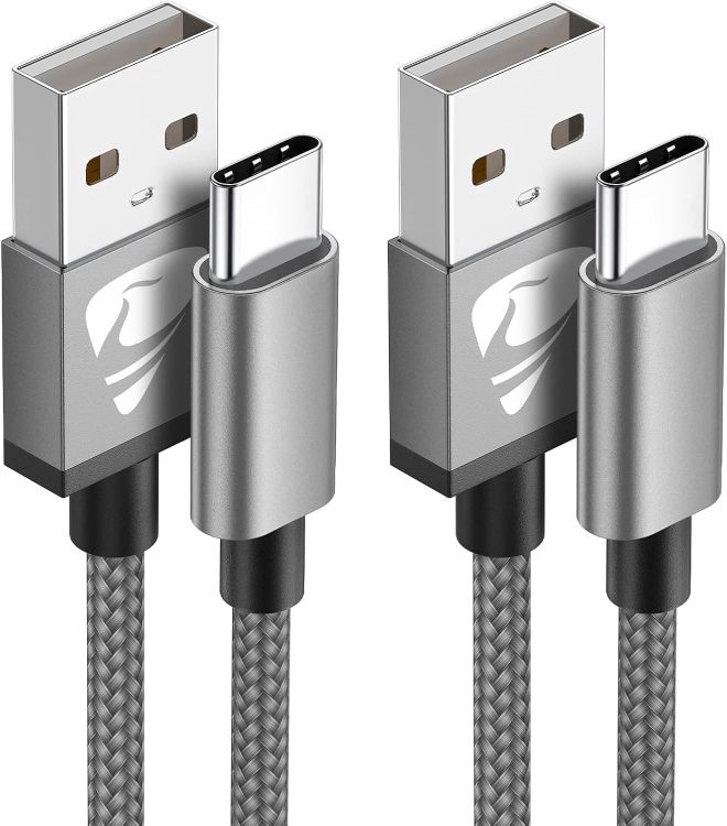 Picture of USB C Charger Cable 2M 2Pack USB A to USB C Type C Charger Fast Charging 3A Lead Braided for Samsung Galaxy S24 S23 S22 S21 S20 S10 S9 A14 A40 A53 A54 A70,Google Pixel 8 7 6 6a,Huawei,Xiaomi,Switch