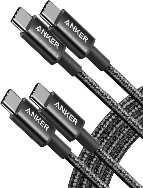 Picture of New Nylon USB-C to USB-C Cable (2pack, 1 ft/0.3m, 60W), USB 2.0 Type C Charging Cable for iPhone 17/16/15, iPad Pro, Samsung Galaxy, MacBook Pro,and More(Black)