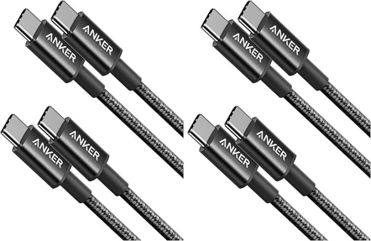 Picture of New Nylon USB-C to USB-C Cable (2pack, 1 ft/0.3m, 60W), USB 2.0 Type C Charging Cable for iPhone 17/16/15, iPad Pro, Samsung Galaxy, MacBook Pro,and More(Black)