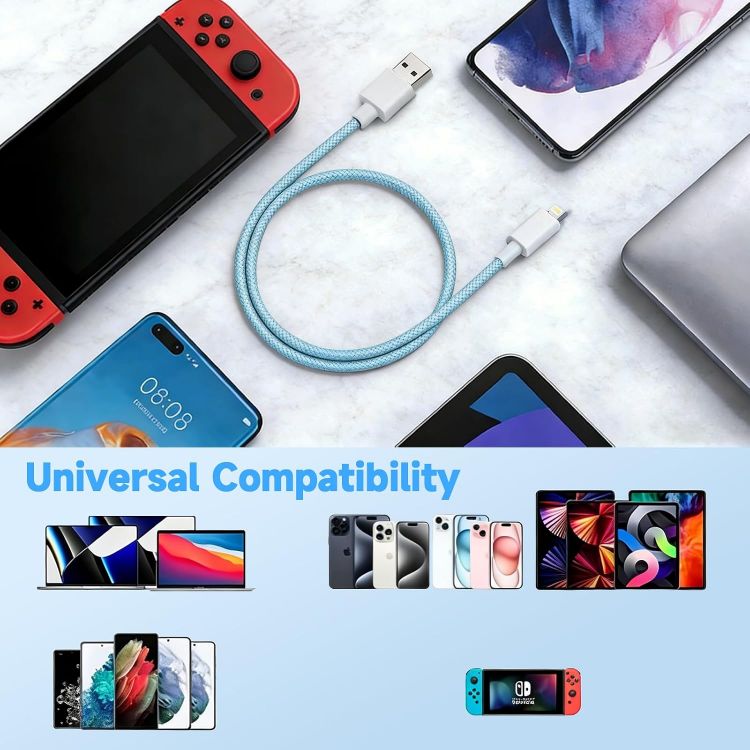 Picture of 2Pack 1M iPhone Charger Cable[Apple MFi Certified] Braided Lightning Cable | USB iphone Charging Cord for iPhone 14/14Pro/14Pro Max/13/12/11 Pro Max XS XR X 8 7 6 Plus 5, iPad and iPod