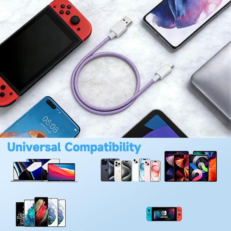 Picture of 2Pack 1M iPhone Charger Cable[Apple MFi Certified] Braided Lightning Cable | USB iphone Charging Cord for iPhone 14/14Pro/14Pro Max/13/12/11 Pro Max XS XR X 8 7 6 Plus 5, iPad and iPod