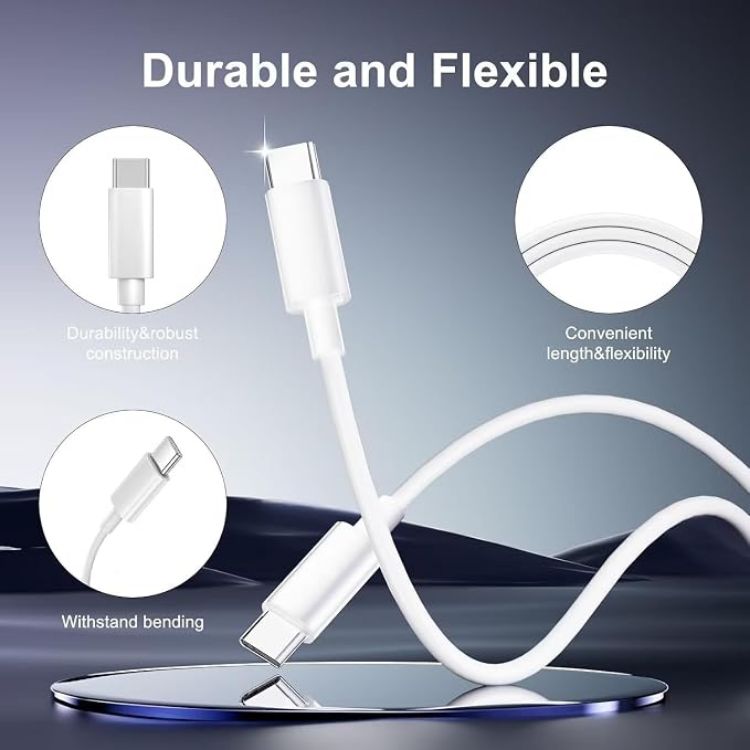 Picture of USB C to USB C Charger Cable,2Pack i Phone Type C Charging Lead 2M Long Fast Charging Wire USBC Charger Cables Compatible with iPhone 17 Pro Max/17 Air/16/16 e/16 Pro/15 Plus, iPad Pro/Air/Mini,Mac