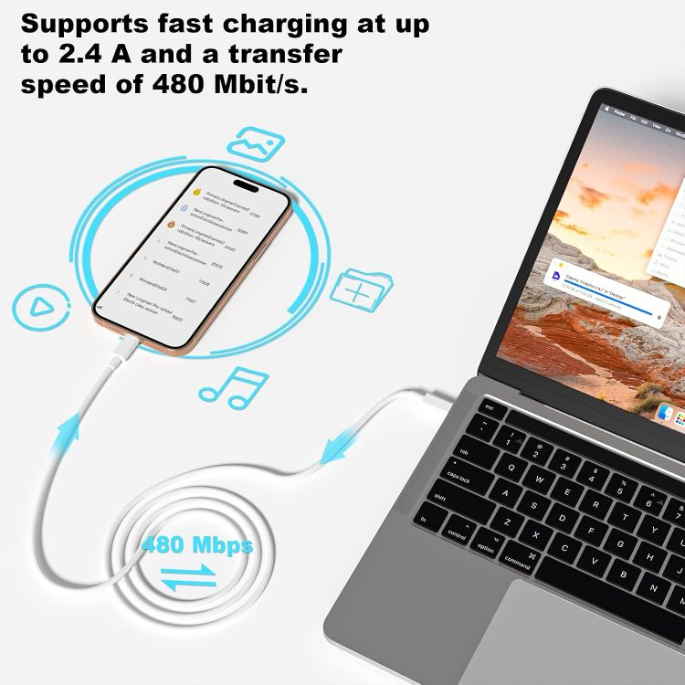 Picture of USB C Charger Cable, USB C to USB C 2Pack 1M+2M Lead, Type C Charger Fast Charging Wire for iPhone 17 16 15 Pro Max Pro Plus, for iPad Pro/Air/Mini, for MacBook Air/Pro, for Samsung Galaxy S26 (60w)