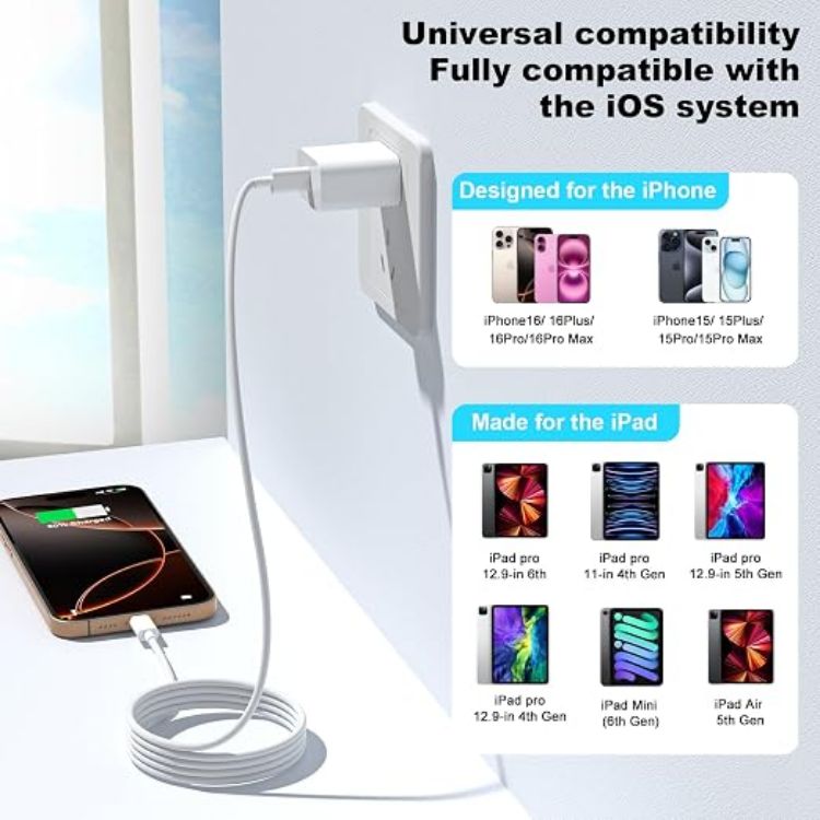 Picture of USB C Charger Cable, USB C to USB C 2Pack 1M+2M Lead, Type C Charger Fast Charging Wire for iPhone 17 16 15 Pro Max Pro Plus, for iPad Pro/Air/Mini, for MacBook Air/Pro, for Samsung Galaxy S26 (60w)