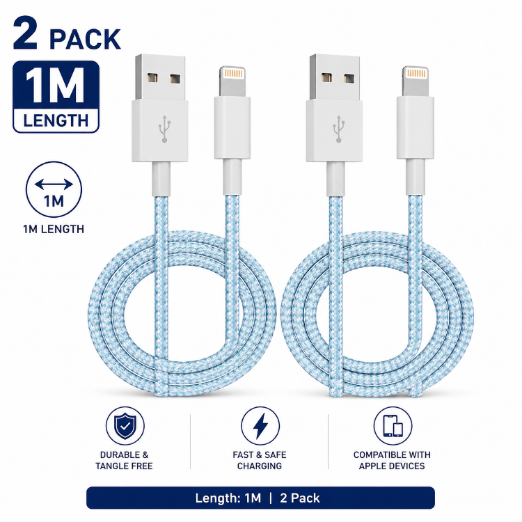 Picture of 2Pack 1M iPhone Charger Cable[Apple MFi Certified] Braided Lightning Cable | USB iphone Charging Cord for iPhone 14/14Pro/14Pro Max/13/12/11 Pro Max XS XR X 8 7 6 Plus 5, iPad and iPod