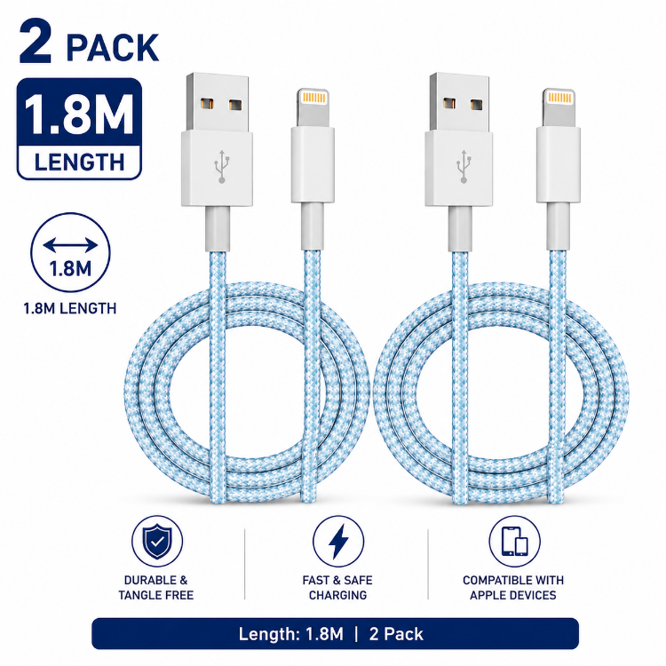 Picture of 2Pack 1M iPhone Charger Cable[Apple MFi Certified] Braided Lightning Cable | USB iphone Charging Cord for iPhone 14/14Pro/14Pro Max/13/12/11 Pro Max XS XR X 8 7 6 Plus 5, iPad and iPod