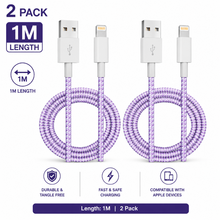 Picture of 2Pack 1M iPhone Charger Cable[Apple MFi Certified] Braided Lightning Cable | USB iphone Charging Cord for iPhone 14/14Pro/14Pro Max/13/12/11 Pro Max XS XR X 8 7 6 Plus 5, iPad and iPod