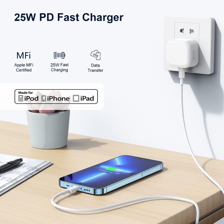 Picture of iPad Plug USB C,25W New Apple iPad Charger Plug Fast Charge UK for i Pad Pro 12.9 11 13 inch 4th 5th 6th M4 2024 Generation/Air 10.9 11 13 inch 5th Gen M2 M3/Mini 6 A17 Pro/Pad 10th 2022 A16 11th 2025