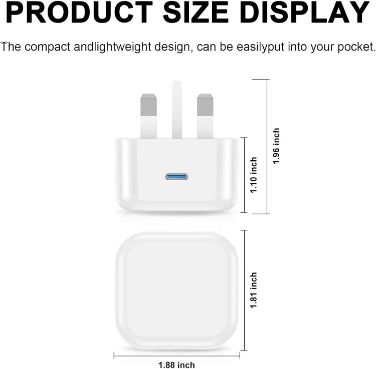 Picture of iPad Plug USB C,25W New Apple iPad Charger Plug Fast Charge UK for i Pad Pro 12.9 11 13 inch 4th 5th 6th M4 2024 Generation/Air 10.9 11 13 inch 5th Gen M2 M3/Mini 6 A17 Pro/Pad 10th 2022 A16 11th 2025
