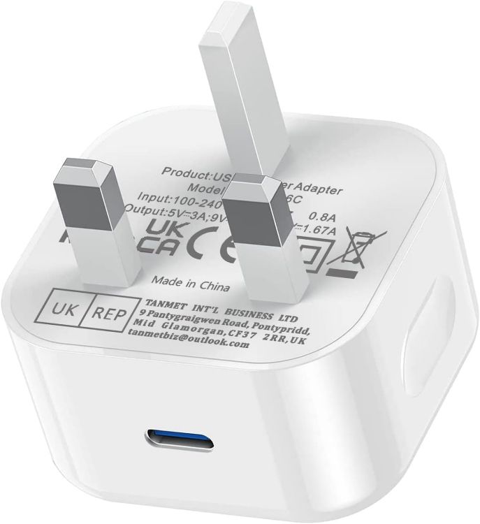 Picture of iPad Plug USB C,25W New Apple iPad Charger Plug Fast Charge UK for i Pad Pro 12.9 11 13 inch 4th 5th 6th M4 2024 Generation/Air 10.9 11 13 inch 5th Gen M2 M3/Mini 6 A17 Pro/Pad 10th 2022 A16 11th 2025