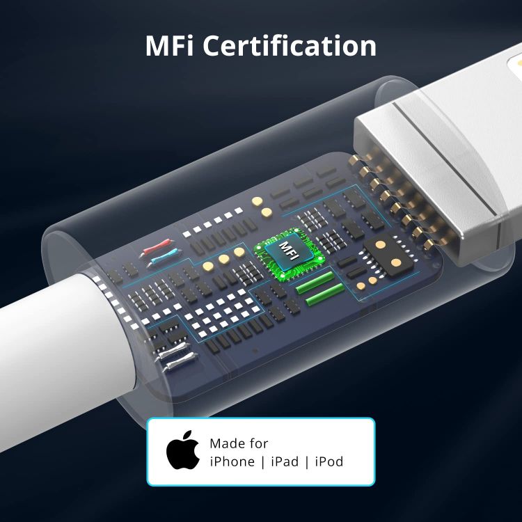 Picture of USB C to Lightning Cable 1M [Apple MFi Certified] iPhone Fast Charger Cable USB-C Charging Cord for iPhone 13/12/12 PRO Max/12 Mini/11/11PRO/XS/Max/XR/X/8/8Plus/iPad