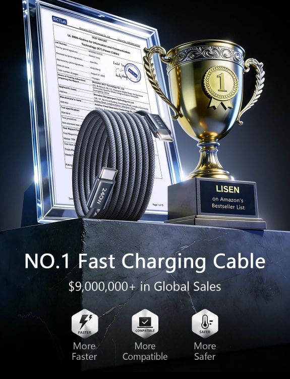 Picture of 240W USB C to USB C Cable [2-Pack 2m] USB C Charger Cable, Nylon Type C Charger Cable Fast Charging for iPhone 17 16 15 Pro Max, MacBook Pro/Air, iPad Pro, Samsung Galaxy S25 S24, Switch 2