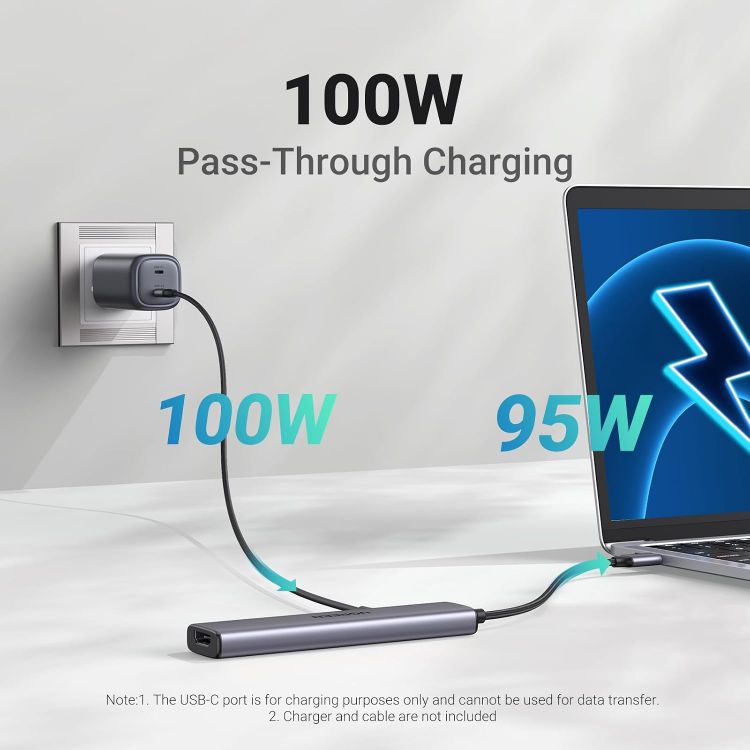 Picture of UGREEN USB C Hub, 5-in-1 USB Hub for Laptops, 4K HDMI to USB-C Adapter | 100W PD, 3 USB-A Data Ports, Aluminum Compact Multiport Adapter for MacBook Air/Pro, HP, Dell, iPad, Galaxy Dex and More