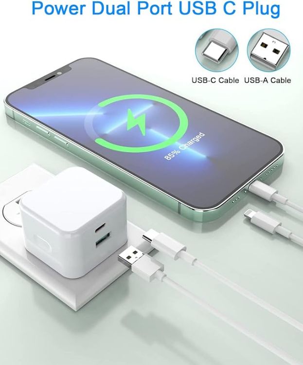 Picture of USB C Plug 20W, Apple iPhone Fast Charger Plug UK for i Phone 17/17 Air/17 Pro Max/16/16e/16 Pro Max/15 Plus/14/13/12/11/XR/XS/SE/8/7/6, Type C USBC Fast Charging for i Phone Apple Watch