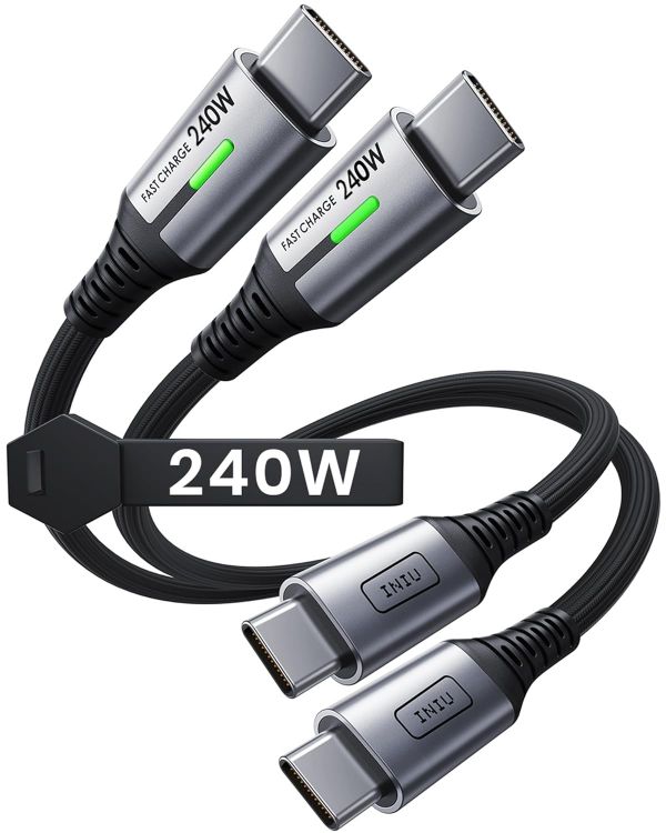 Picture of INIU USB C to USB C Cable, 240W Fast Charging Type C Charger Cord, Braided USBC Phone Charger Cable for iPhone 17 16 Pro Max Samsung S25 S24 Laptops MacBook Air 15 M3 iPad Pro [2-Pack 0.3m]