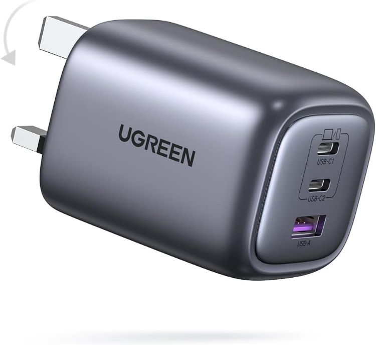 Picture of UGREEN USB C Plug 65W Nexode Foldable GaN Fast Charger 3-Port Charger | Fast Charging, Support PPS/PD3.0,Compatible with MacBook Pro/Air, iPhone 17/17 Pro/16/15, iPad, Galaxy S25/S24, and more