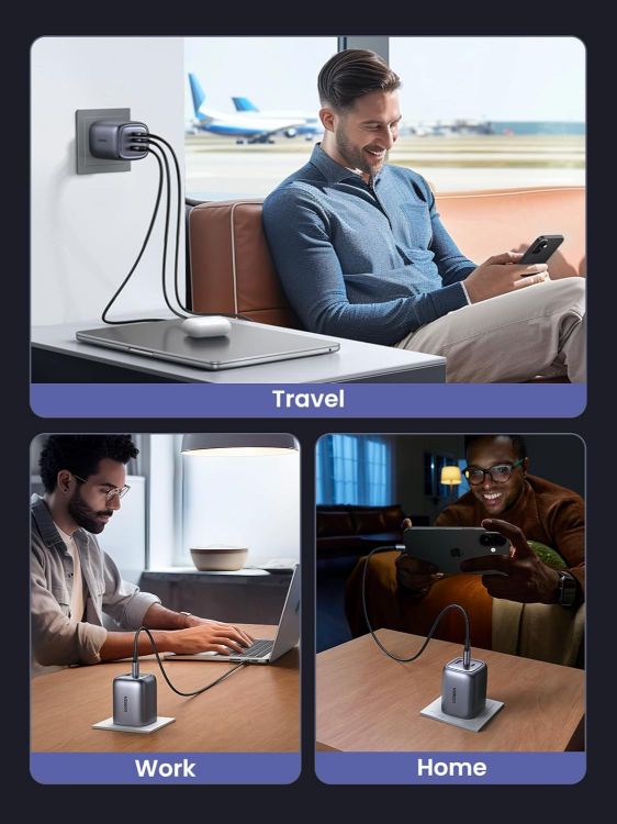 Picture of UGREEN USB C Plug 65W Nexode Foldable GaN Fast Charger 3-Port Charger | Fast Charging, Support PPS/PD3.0,Compatible with MacBook Pro/Air, iPhone 17/17 Pro/16/15, iPad, Galaxy S25/S24, and more