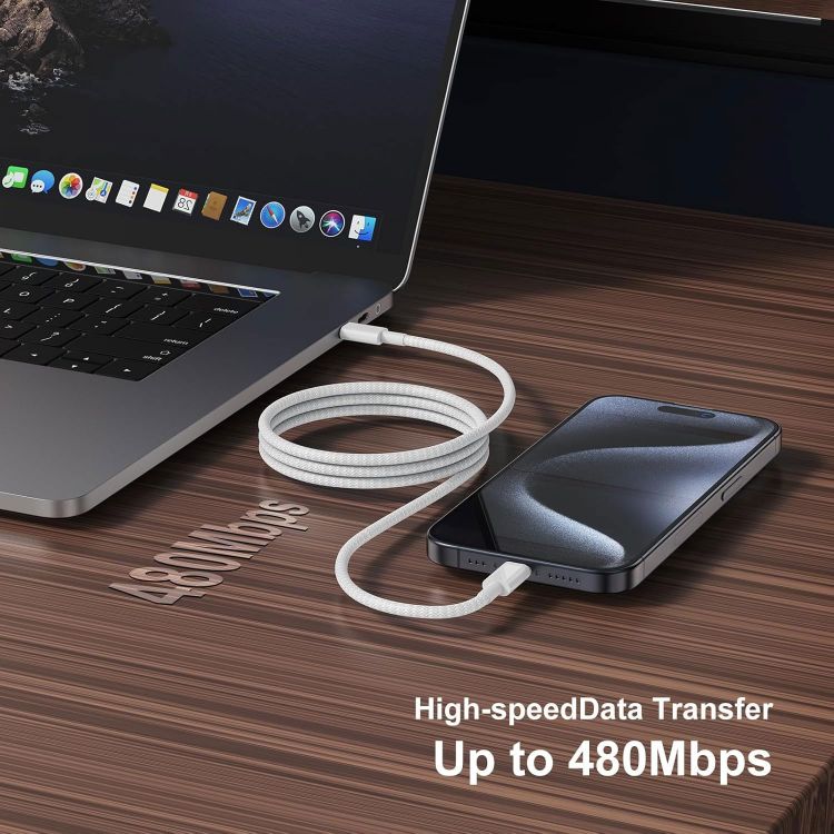 Picture of Short 0.5M USB C to USB C Cable for IPhone 17/16/15,Fast Charger USB C for IPhone 17 Air/17e/16 Pro Max/15 Plus/16E,Charging Lead for iPad Pro 10/11th,Google Pixel 10/9/8/7,Samsung Galaxy Z Flip 6/5/4