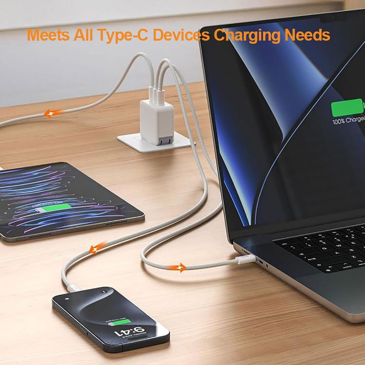 Picture of Short 0.5M USB C to USB C Cable for IPhone 17/16/15,Fast Charger USB C for IPhone 17 Air/17e/16 Pro Max/15 Plus/16E,Charging Lead for iPad Pro 10/11th,Google Pixel 10/9/8/7,Samsung Galaxy Z Flip 6/5/4