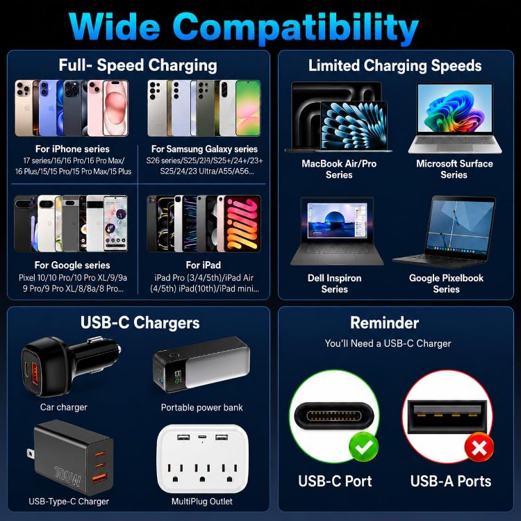 Picture of USB C to USB C Charger Cable, 2M 60W Type C Cable Lead Fast Charging, Phone Charger USB C iPhone Cable for Apple iPhone 17 16 15 Series MacBook iPad Pro/Air Samsung Galaxy S26/S25 Google Pixel 2Pack